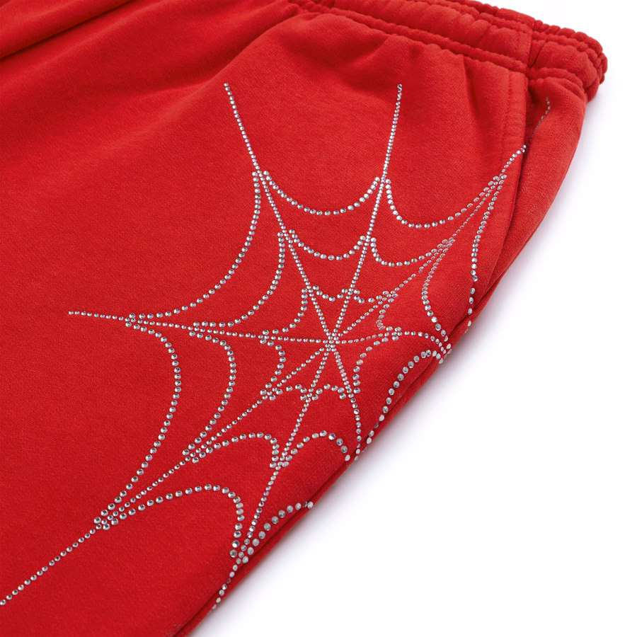 RED RHINESTONE WEB SWEATPANT | SP5DER | KING SPIDER