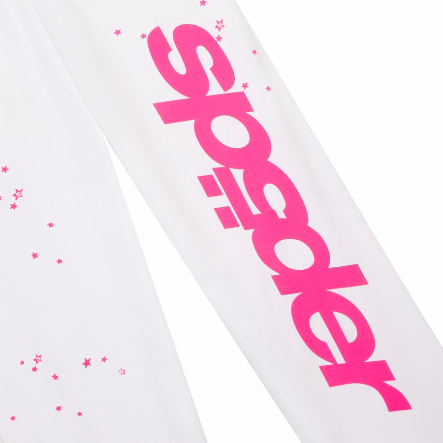 WHITE FRACTURED LOGO WIDE LEG SWEATPANT | SP5DER | KING SPIDER