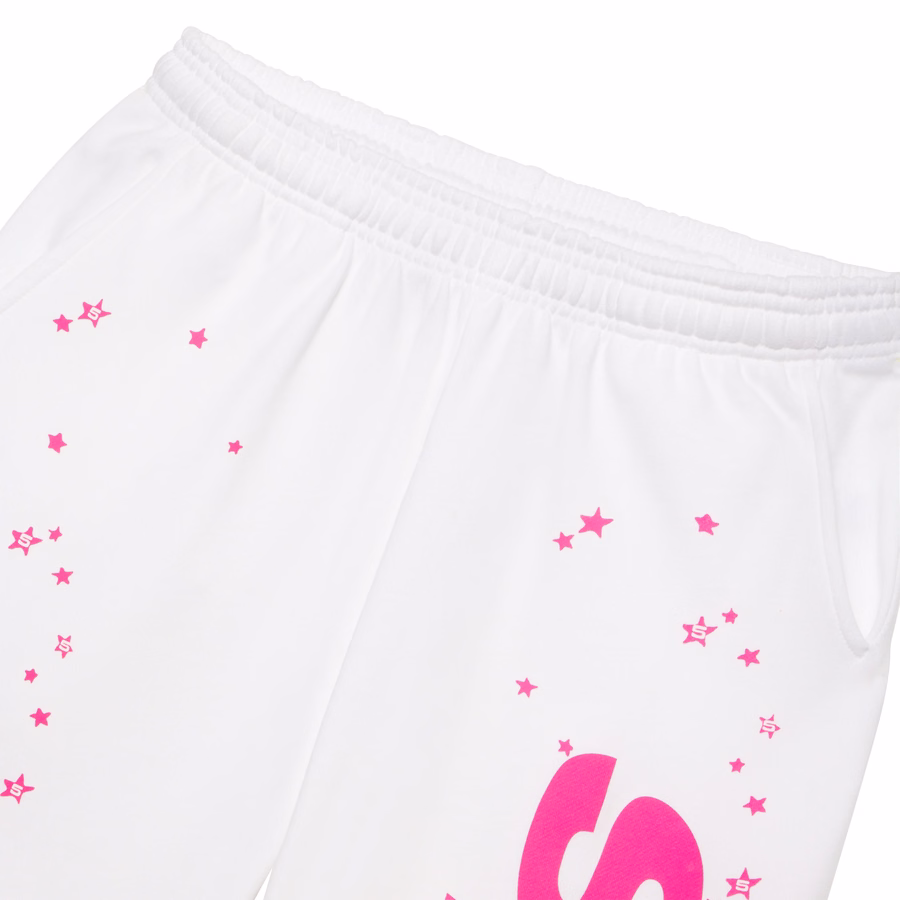 WHITE FRACTURED LOGO WIDE LEG SWEATPANT | SP5DER | KING SPIDER