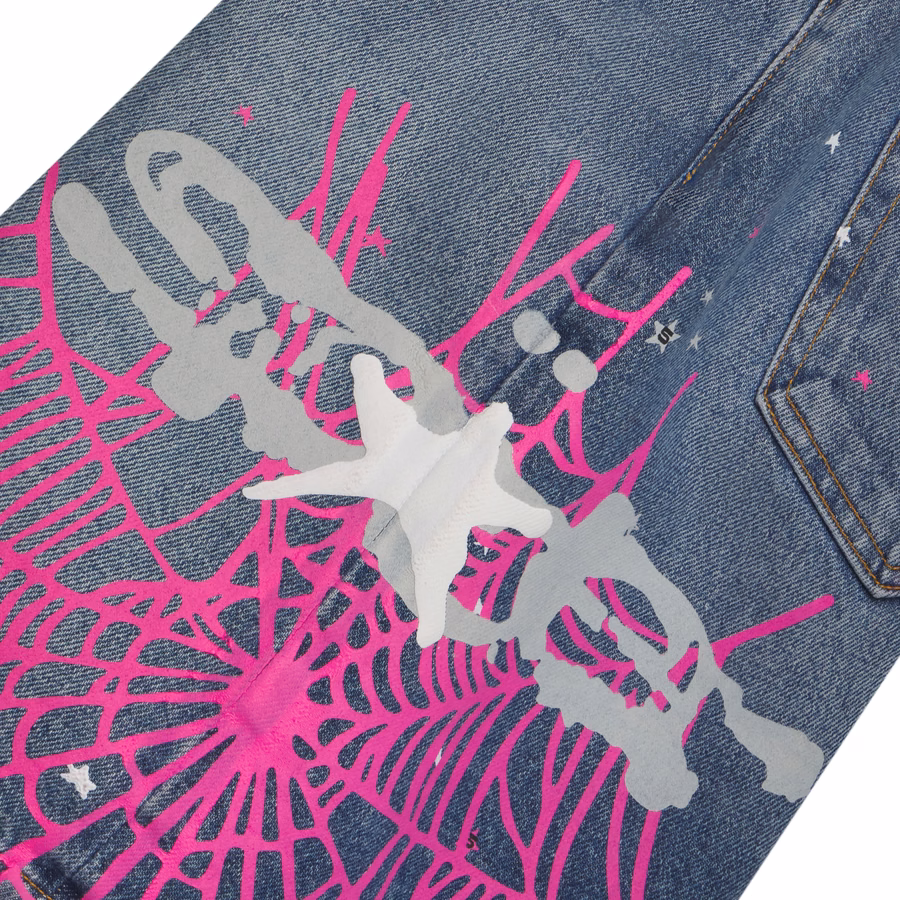 LIGHT BLUE HEAVY WEB DENIM SHORT | SP5DER | KING SPIDER