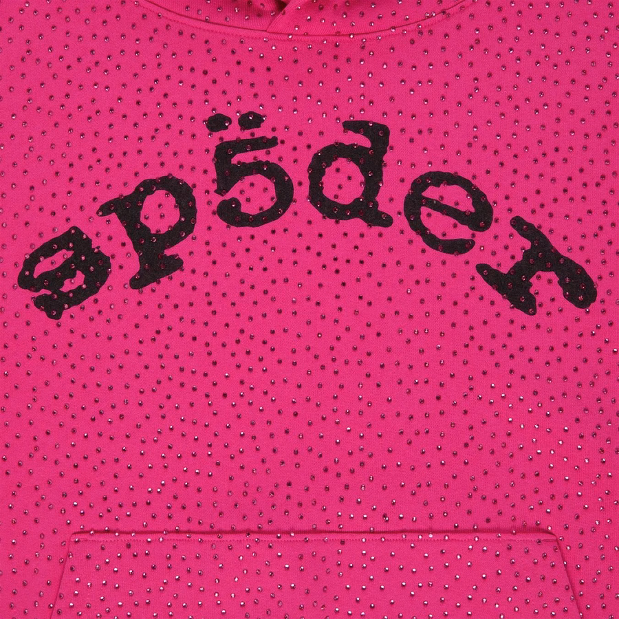 Sp5der Hoodie Pink VVS Rhinestone
