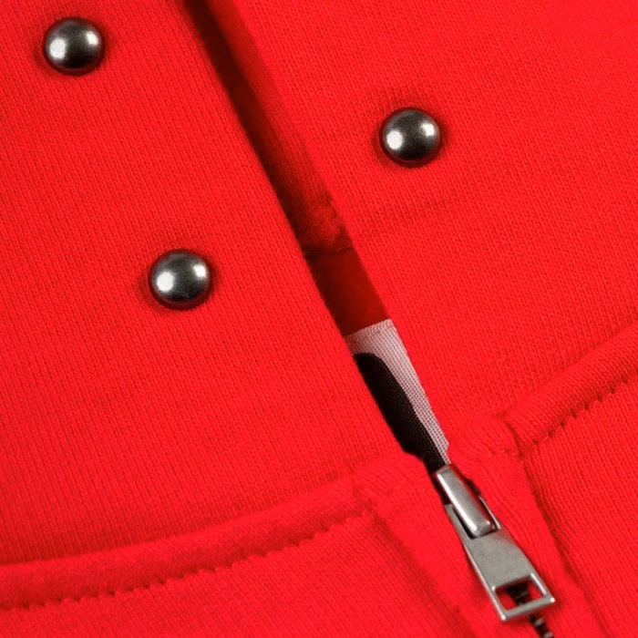 Sp5der Hoodie Red Studded Web Zip