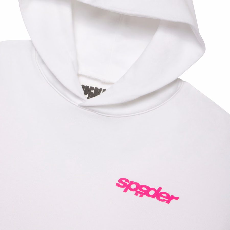 WHITE FRACTURED LOGO HOODIE | SP5DER | KING SPIDER