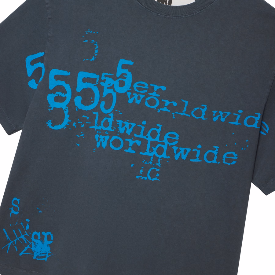 SLATE GREY WORLDWIDE STUTTER TEE | SP5DER | KING SPIDER