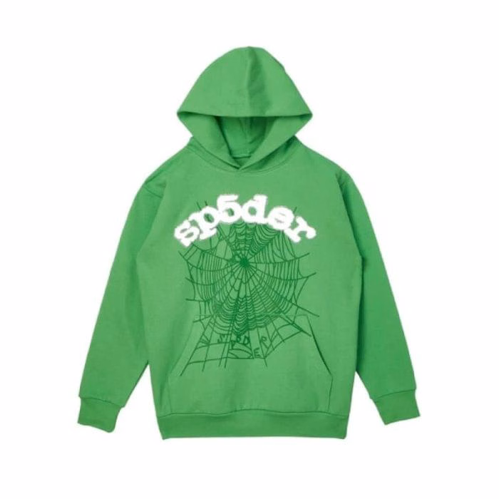 Sp5der Tracksuit Green-Printed White